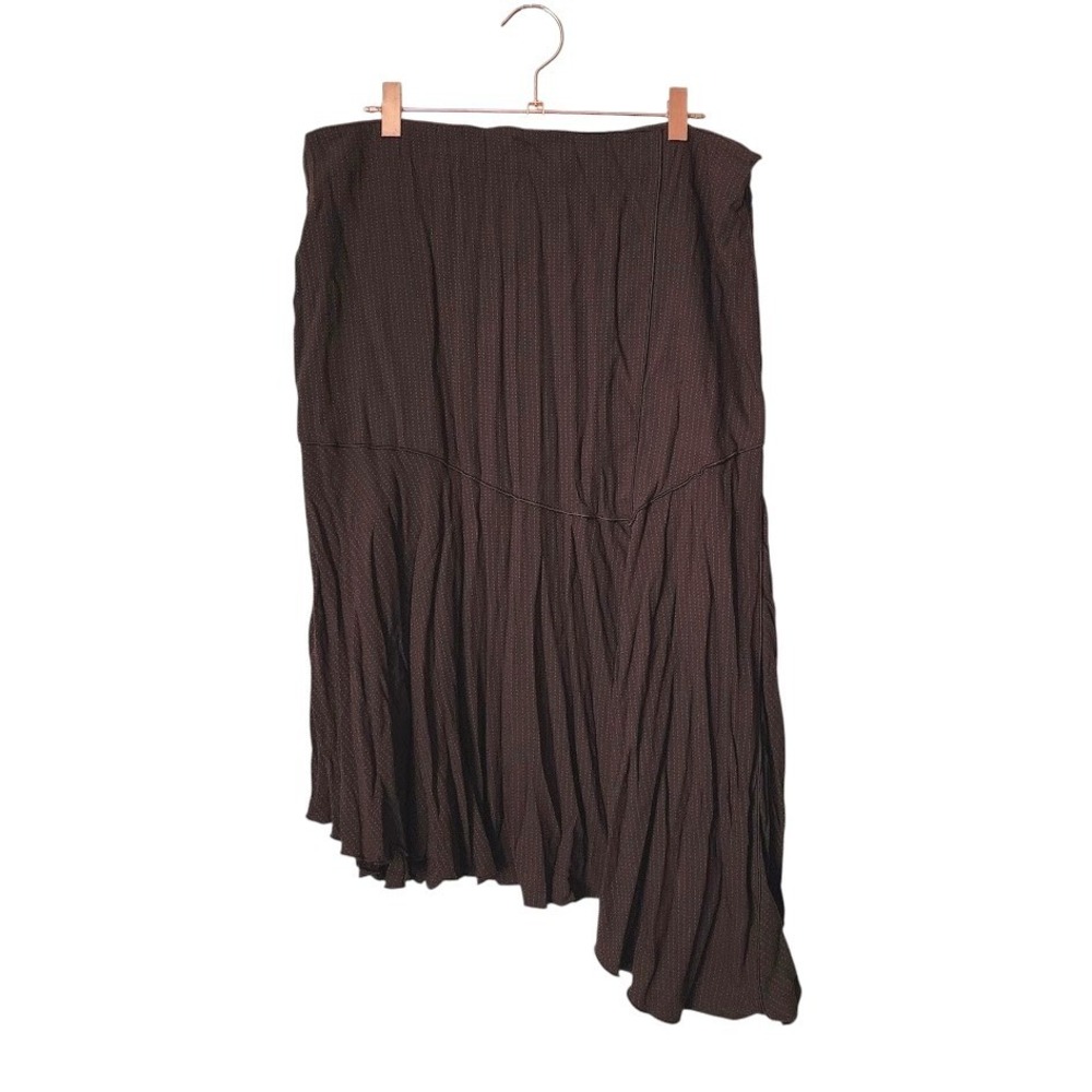 MNG Mango Y2K Brown Pin Dot Asymmetrical Handkerchief Midi Skirt indie Sleaze 12